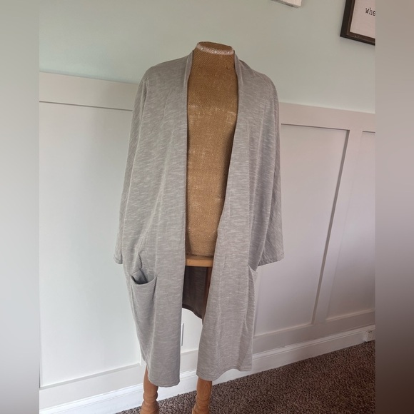 DONNI ribbed knit striped open Front Cardigan kimono one size  grande tall NWT - Picture 1 of 8